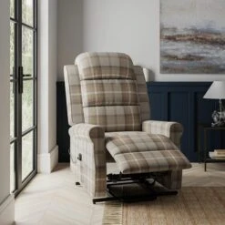 Dunelm Edith Check Rise And Recline Chair -Home Furniture 30767903 alt02