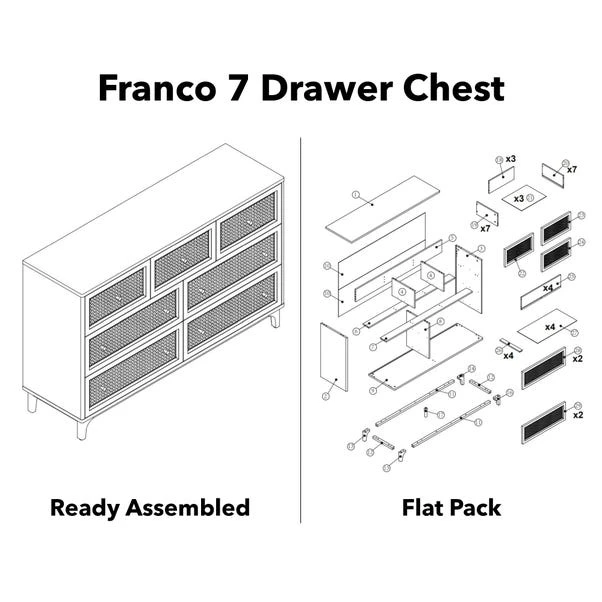 Dunelm Franco 7 Drawer Chest, Black 5 Dunelm Franco 7 Drawer Chest, Black - Image 5