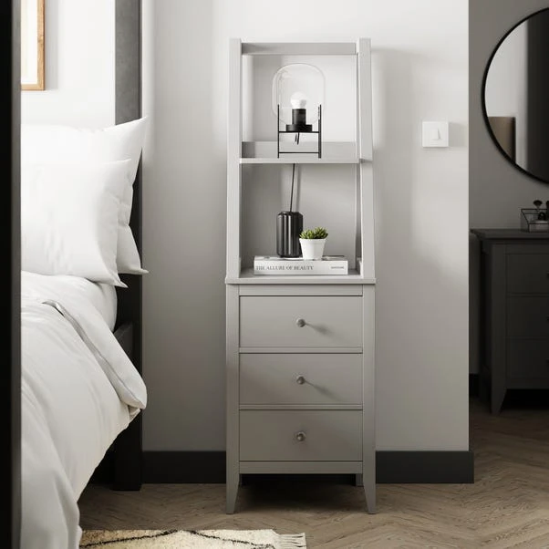 Dunelm Lynton 3 Drawer Ladder Bedside Table, Grey 1 Dunelm Lynton 3 Drawer Ladder Bedside Table, Grey
