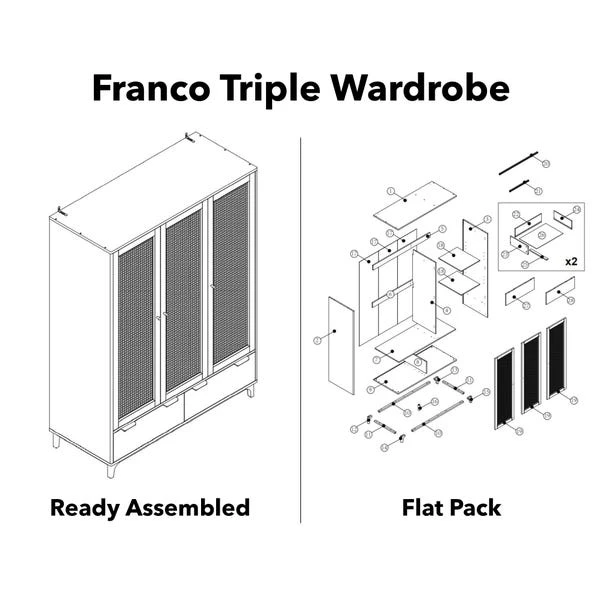 Dunelm Franco Triple Wardrobe, Black 3 Dunelm Franco Triple Wardrobe, Black - Image 3