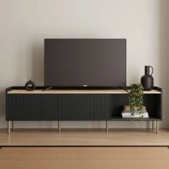 Dunelm Georgi Extra Wide TV Unit Black 9 Dunelm Georgi Extra Wide TV Unit Black -Home Furniture 30769272 alt03
