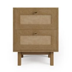 Dunelm Indi 2 Drawer Bedside Table, Mango Wood -Home Furniture 30770720 alt02