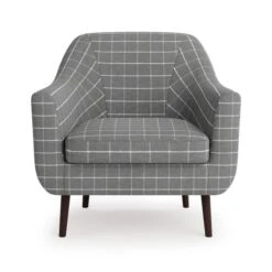 Dunelm Eddie Window Pane Check Tub Armchair -Home Furniture 30774780 alt02