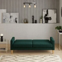 Dunelm Jacob Velvet Sofabed Bottle Green -Home Furniture 30776265 alt02