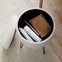 Dunelm Joanna Sherpa Footstool -Home Furniture 30780482 alt02