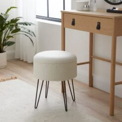 Dunelm Joanna Sherpa Footstool -Home Furniture 30780482 alt04