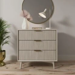 Dunelm Neena 3 Drawer Chest, White Wash Acacia Wood