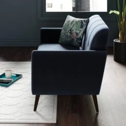 Dunelm Crombie Velvet 2 Seater Sofa In A Box Luxe Navy -Home Furniture 30792488 alt03