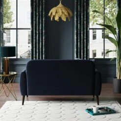 Dunelm Crombie Velvet 2 Seater Sofa In A Box Luxe Navy -Home Furniture 30792488 alt04