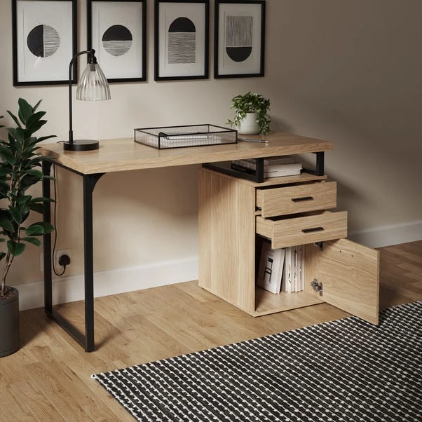 Dunelm Edison Storage Desk Oak Effect 3 Dunelm Edison Storage Desk Oak Effect - Image 3