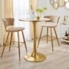 Dunelm Silas White Faux Marble Bar Table Gold