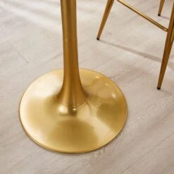 Dunelm Silas White Faux Marble Bar Table Gold -Home Furniture 30802254 alt02