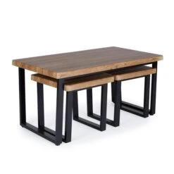 Dunelm Freddie Rustic Wood Effect Nest Coffee Table -Home Furniture 30809245 alt02