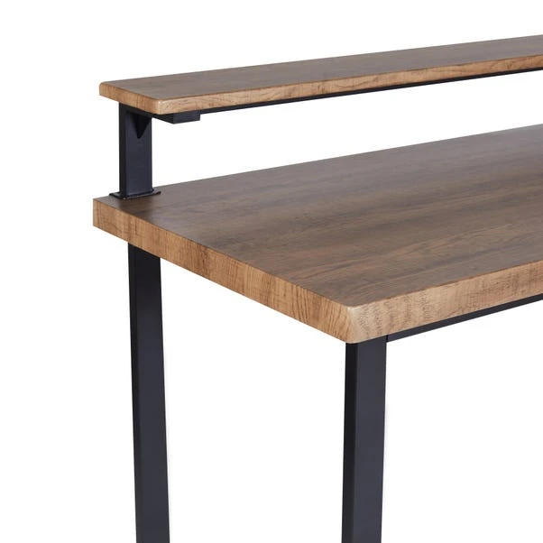 Dunelm Freddie Rustic Wood Effect Step Up Shelf Desk 4 Dunelm Freddie Rustic Wood Effect Step Up Shelf Desk - Image 4