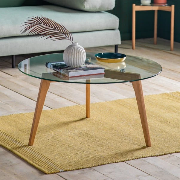 Cedar & Sage Brea Round Coffee Table, Glass 1 Cedar & Sage Brea Round Coffee Table, Glass