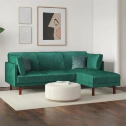 Dorel Clair Velvet Sprung Seat Sectional Sofa
