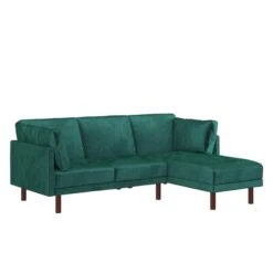 Dorel Clair Velvet Sprung Seat Sectional Sofa -Home Furniture 30812093 alt02