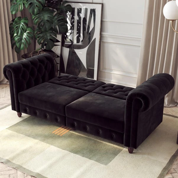 Dorel Felix Velvet Chesterfield Sofa Bed 2 Dorel Felix Velvet Chesterfield Sofa Bed - Image 2