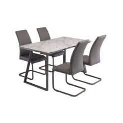 Dunelm Alden Rectangular 4 Seater Dining Table Marble Effect Glass -Home Furniture 30816915 alt02