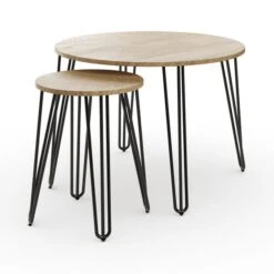 Dunelm Bella Coffee Nest Set Oak Effect -Home Furniture 30817122 alt04