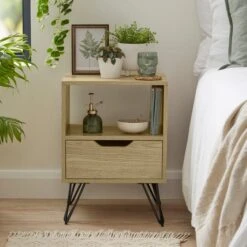 Dunelm Bella 1 Drawer Bedside Oak Effect